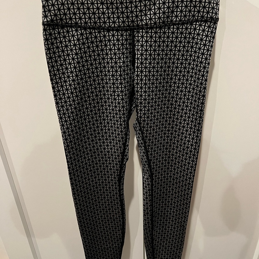 Lululemon wunder under pant full on luon tri geo silver spoon black size 4R